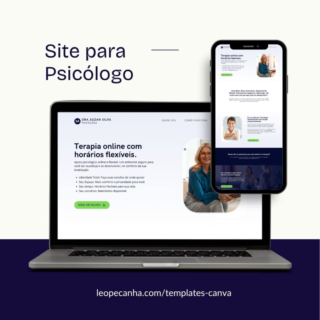 site para psicólogo template canva